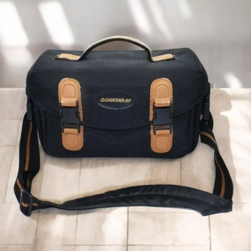Vintage Quantaray Camera Bag Vegan Leather Trim